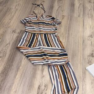 Pinc Multicolor Striped Jumpsuit for Kids